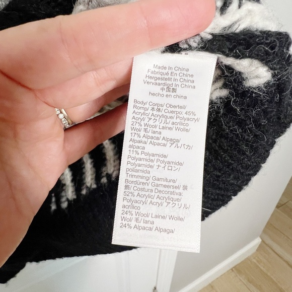 J. Crew Fair Isle crewneck sweater size XS grey white black wool alpaca - Picture 7 of 7
